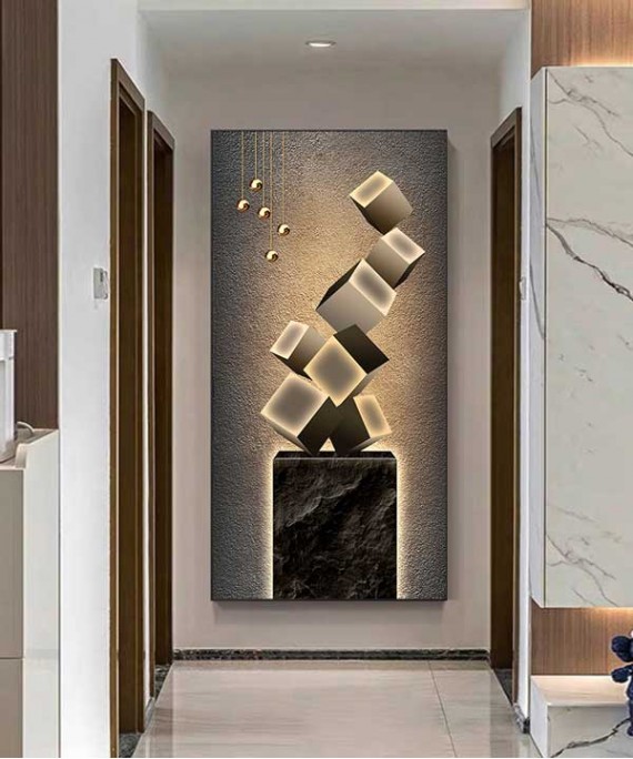 Crystal Modern Painting With Led LIght And Remore